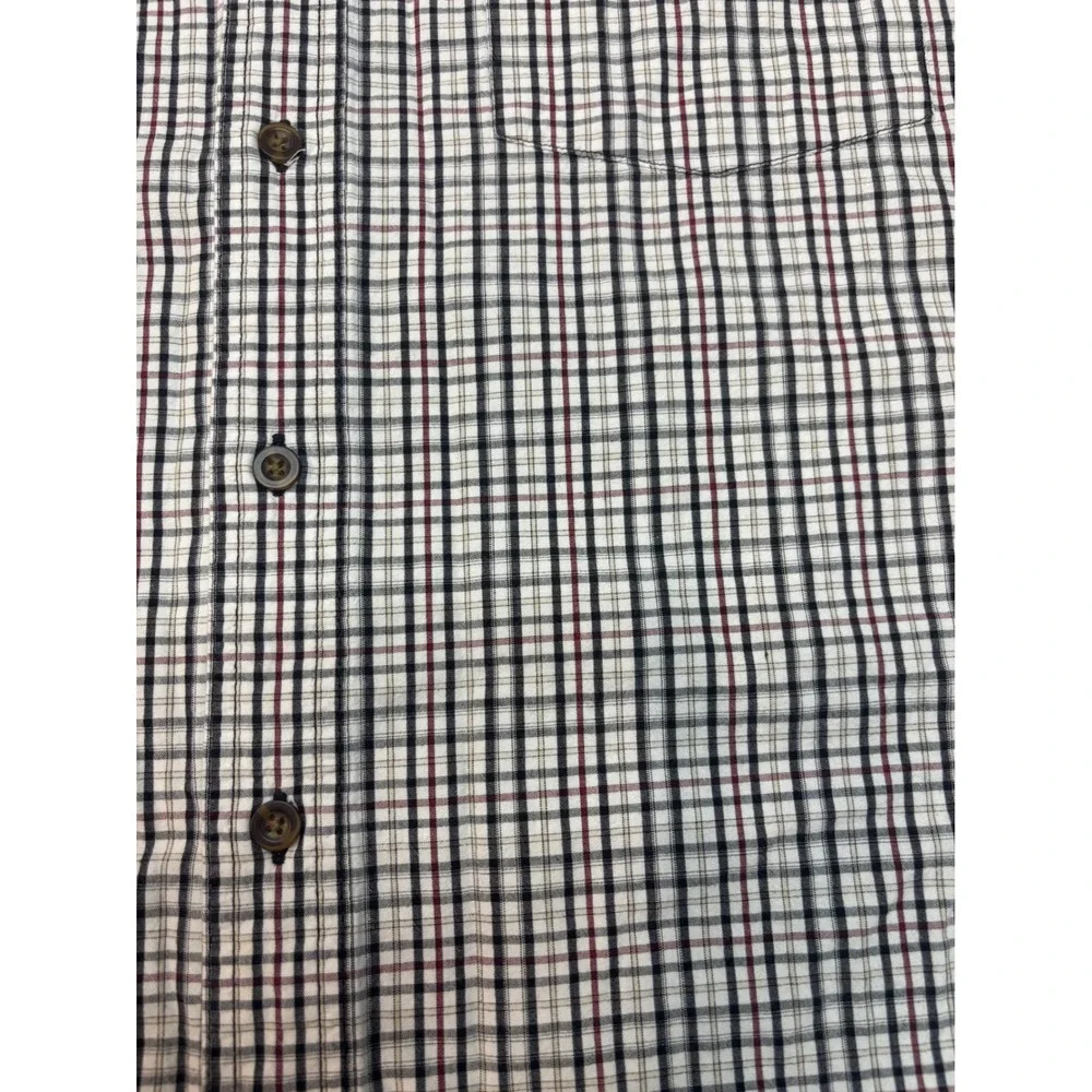 Carhartt Mens Relaxed Fit Short Sleeve Plaid Button Down Shirt XL White Black